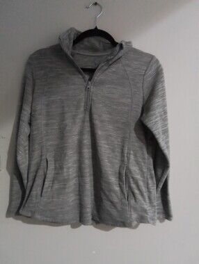 St. John's Bay Heathered Gray Quarter-Zip Turtleneck Pullover Petite Small
